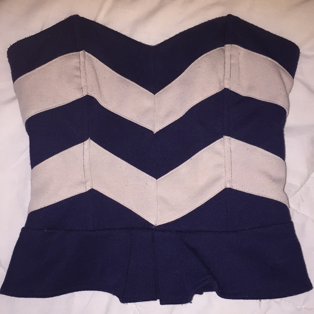Lucca Couture Blue and cream bustier